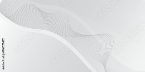 Minimalist white abstract background featuring smooth curved wave shapes and subtle gray gradients. Perfect for business presentations, corporate websites, flyers, and modern design templates.