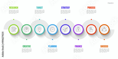 Infographic 8 options design elements for your business data. Vector Illustration.