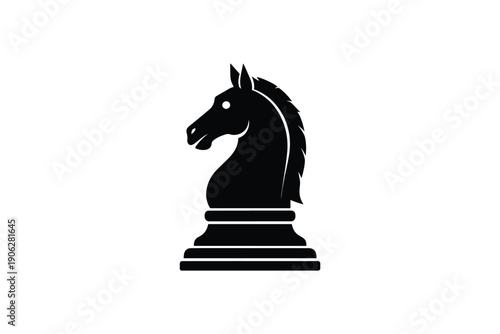 Black and white image of a chess knight piece, representing strategy, intelligence, and gaming