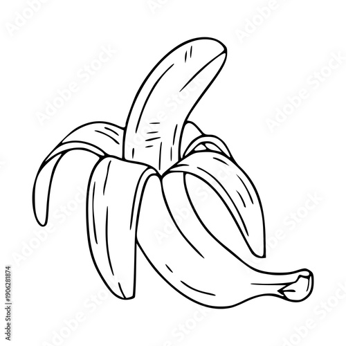 simple outline sketch of a fresh banana for healthy concept