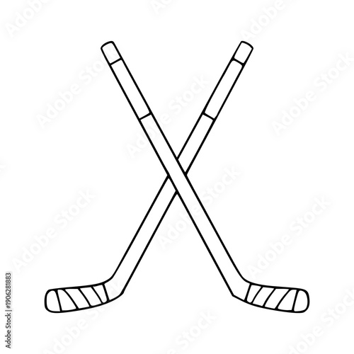 clean line drawing of two hockey sticks for championship concept