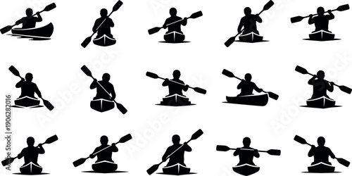 Sport silhouette collection diverse athletic poses and actions in black