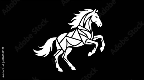 Geometric Horse Silhouette on Black Background - A Striking Design.
