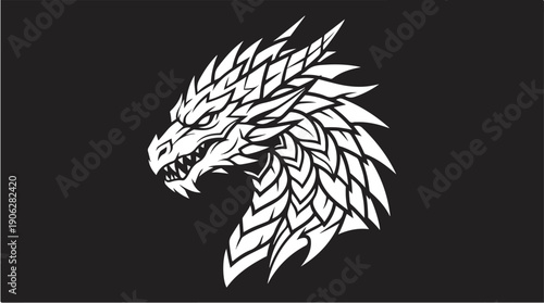 Intense Dragon Head Silhouette Against a Dark Background.