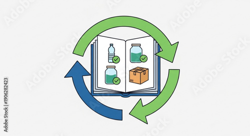 Recycling and reuse concept with book and eco friendly products