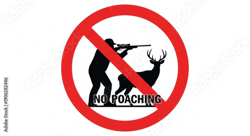 No poaching sign with hunter and deer silhouette wildlife conservation symbol