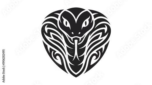 Intricate Cobra Head Design - A Striking Black and White Illustration.