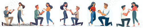 vector of a couple propose gesture giving ring on Valentine's Day