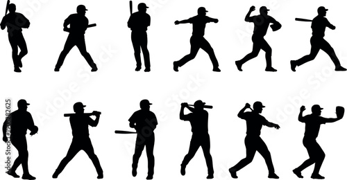 Sport silhouette collection diverse athletic poses for fitness and wellness concepts