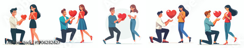 vector of a couple propose gesture giving love on Valentine's Day