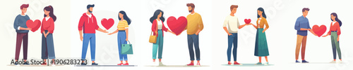 vector of a couple standing giving love on Valentine's Day
