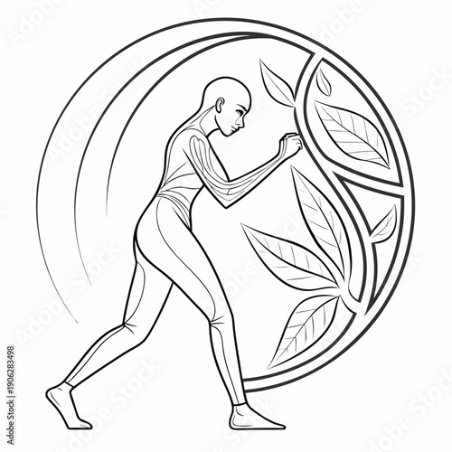 Single Person Silhouette Tattoo Line Icon, Monoline Art, Minimalist Representation