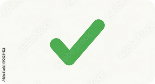 Green checkmark icon symbolizing approval confirmation and success on a clean white background with simple design