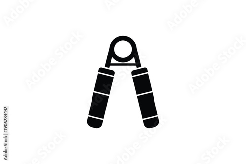 Hand gripper forearm strength trainer silhouette icon for gym workout and fitness isolated on white background