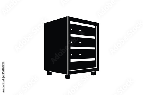 Server rack icon silhouette representing data center storage and computer networking technology systems design