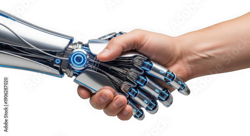 Wallpaper Mural Robotic hand and human hand handshake symbolizing artificial intelligence collaboration isolated on transparent background Torontodigital.ca