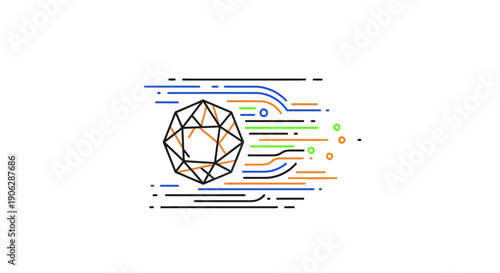 Dynamic abstract geometric shape symbolizing fast data flow and technological advancements