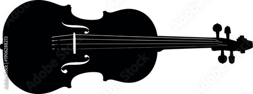 Majestic violin silhouette vector illustration featuring a classical string instrument with fine details isolated on white background for musical concert and orchestra posters.