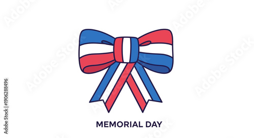 Patriotic Red White and Blue Bow Design Symbolizing Memorial Day Observance