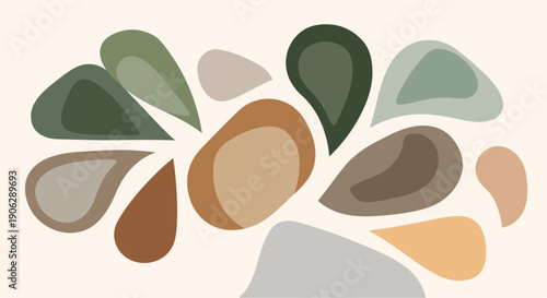 Abstract Minimalist Organic Shapes Background with Neutral Earth Tones and Boho Style