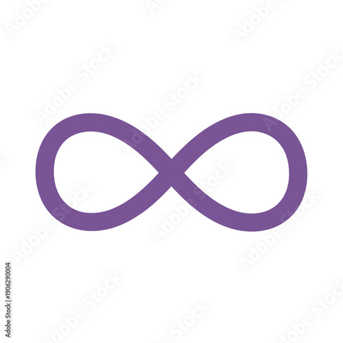 Simple purple infinity symbol vector illustration representing endless possibilities, continuous flow, and the concept of eternity in a clean and modern graphic design
