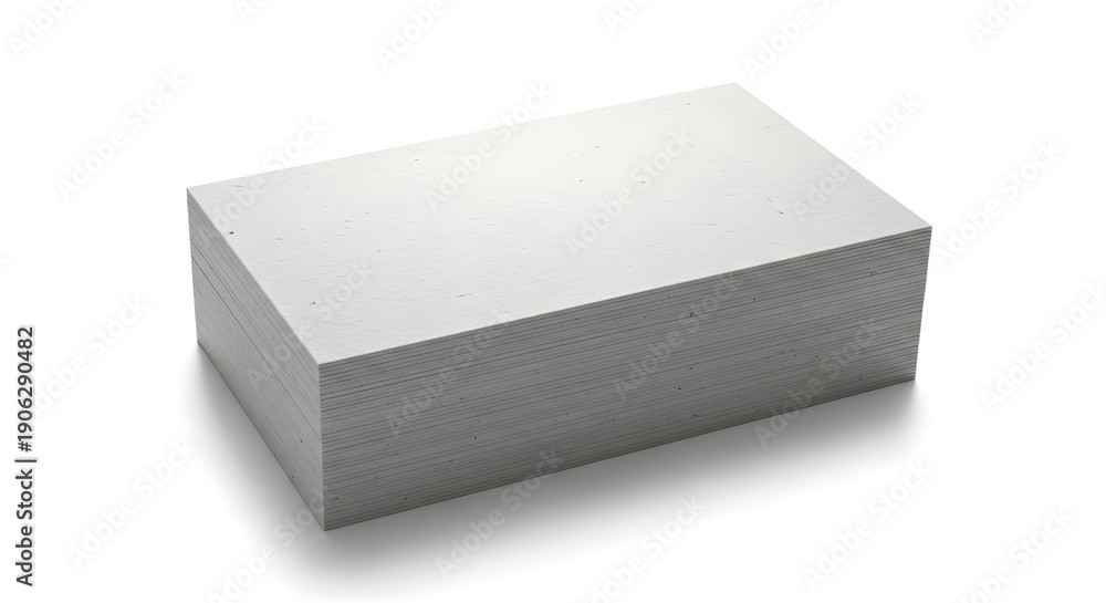 Fototapeta premium A stack of blank white business cards or paper sheets on a white background.