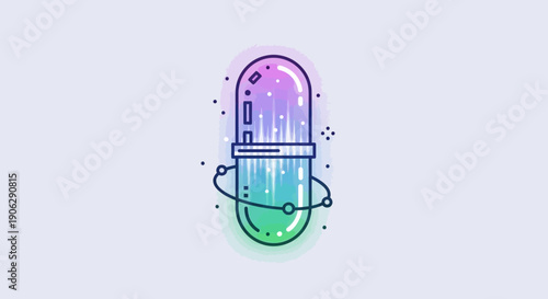 Futuristic gradient capsule icon representing advanced digital health and scientific innovation