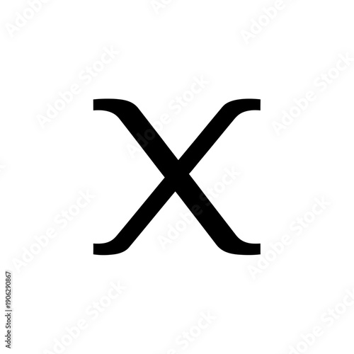 An elegant, modern, minimalist black letter X symbol on a clean white background, representing concepts of multiplication, connection, or a variable