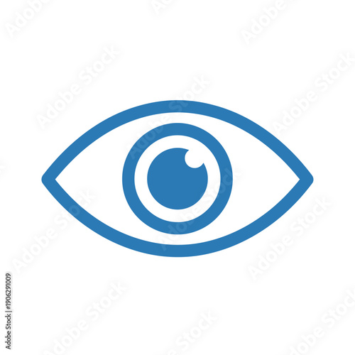 Blue eye icon symbolizing vision, sight, and observation, representing perception and awareness in a clean, modern design