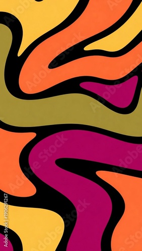 Colorful Retro Abstract Fluid Pattern
