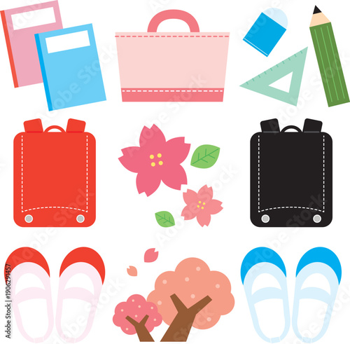 入学式と新生活のアイコンセット