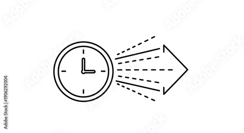 Clock and arrow icon illustrating the concept of time progression and future development