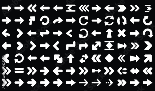 Flat arrow vector, diverse direction vector illustration, navigation, pointing symbols, black arrows icon