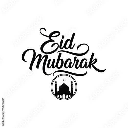 isolated calligraphy of happy eid mubarak with vector template, editable vector eps 10 file format