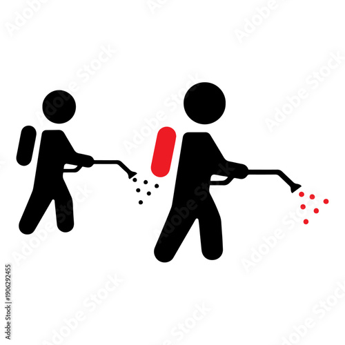 Agricultural Pest Control - Farmer Spraying Pesticide on Plants Silhouette