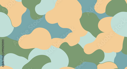 Abstract Camouflage Pattern: Soft Pastel Colors, Organic Shapes, Seamless Background