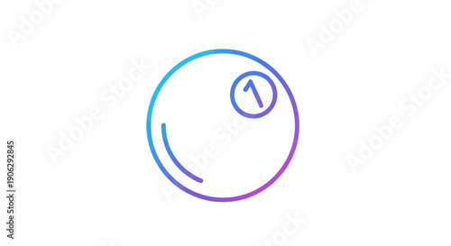 Gradient Line Icon of Number One Billiard Pool Ball Minimalist Vector Graphic Art