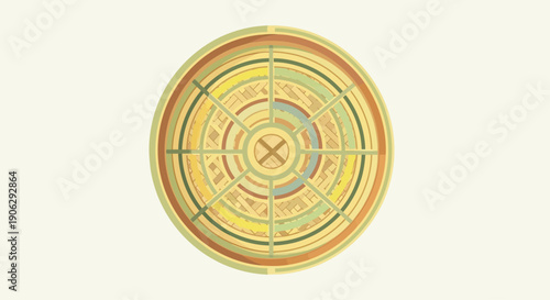 Abstract Circular Pattern, Geometric Design, Concentric Rings, Radial Symmetry, Modern Art
