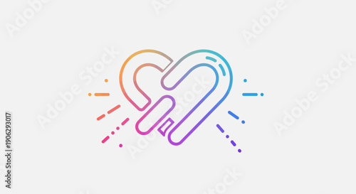 Vibrant gradient abstract heart shape formed by two interlocking carabiners symbolizing connection