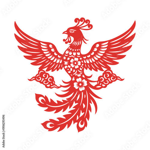 mythical phoenix chinese paper cut