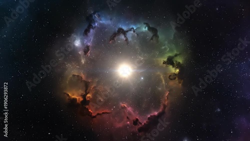 Vibrant Nebula with Bright Central Star in Deep Space.