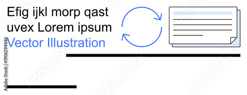 Information processing, data exchange, document sharing, cloud synchronization, workflow automation, and file updates. Circular arrows and text elements. Data synchronization and document sharing