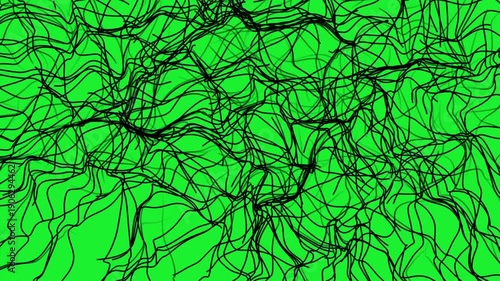 Black mesh grid motion graphics with green screen background