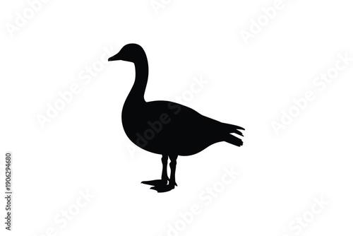 Goose silhouette side view isolated on white background farm bird profile waterfowl standing poultry concept