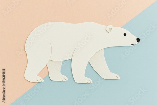 Minimal Paper Cut Polar Bear Illustration