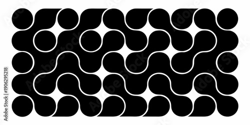 Optical illusion pattern of interlocking black and white oval shapes