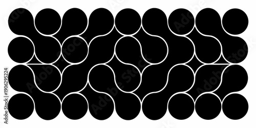 An optical illusion featuring interlocking black and white shapes