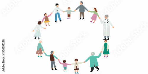 Diverse group of people holding hands in a collaborative circle