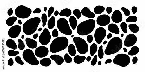 Abstract pattern of irregular black shapes on a white background