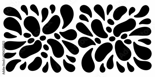 Abstract black and white pattern of organic droplet like shapes
